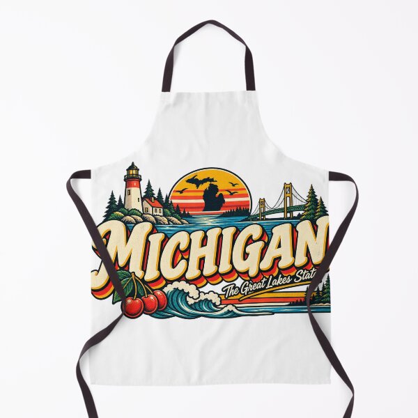 Item preview, Michigan Great Lakes State Vintage Lighthouse Bridge Graphic Tee designed and sold by TM DESIGNS AND MORE.