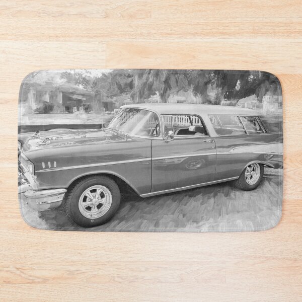 Item preview, 1957 Chevrolet Nomad Station Wagon Adobe Beige and Imperial Ivory Technical Blueprint Car Poster designed and sold by RichFrancoCars.