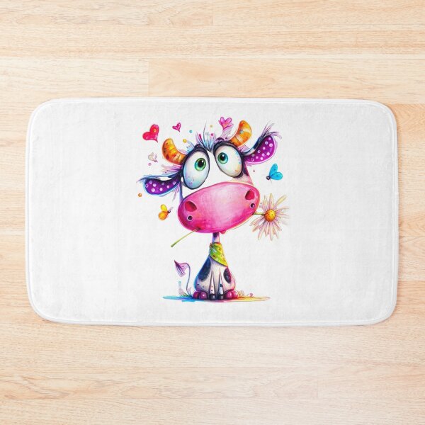 Item preview, Cute Colorful Cow with Daisy & Butterflies designed and sold by MyCalmDraw.