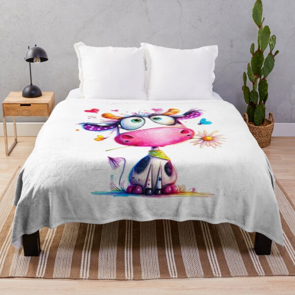 Item preview, Cute Colorful Cow with Daisy & Butterflies designed and sold by MyCalmDraw.