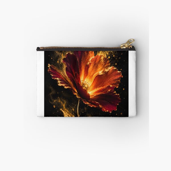 Item preview, Golden Ember Bloom – Luxury Red Orange & Gold Floral Art designed and sold by bauschberts.