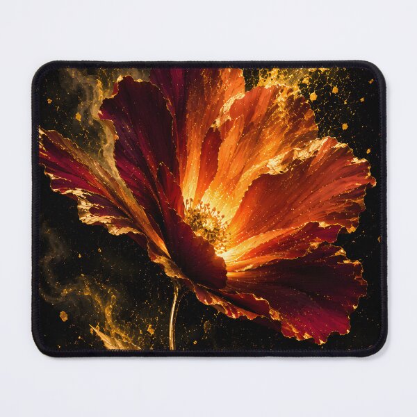 Item preview, Golden Ember Bloom – Luxury Red Orange & Gold Floral Art designed and sold by bauschberts.