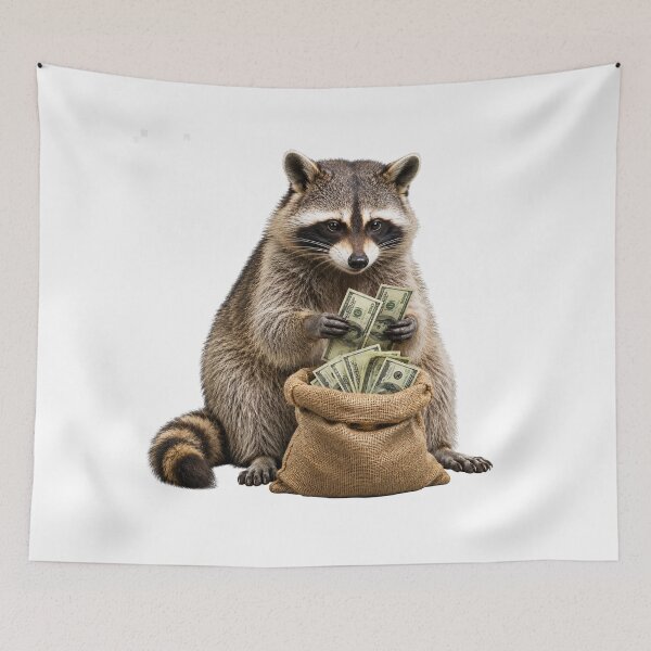 Item preview, Raccoon Counting Cash With Money Bag designed and sold by Kolibra.
