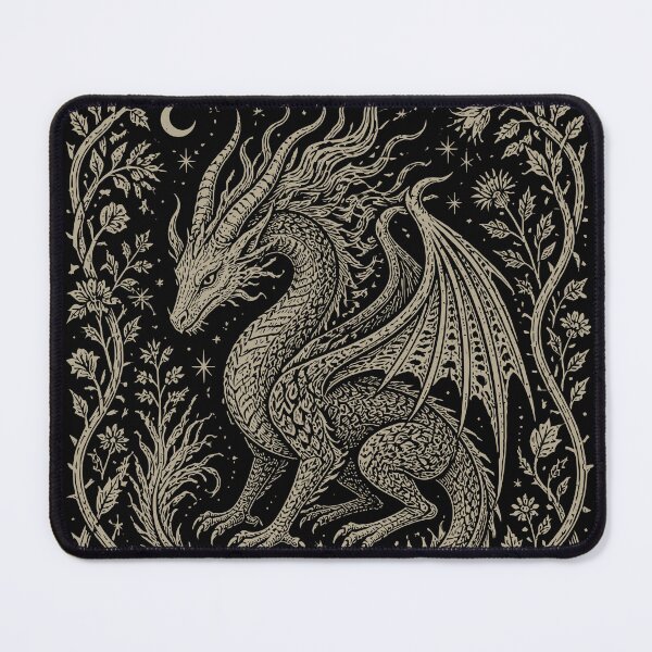 Item preview, Vintage Linocut Dragon designed and sold by Orivane Shop.