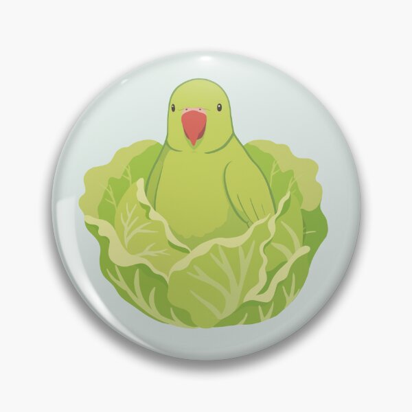 Item preview, Green Ring-Necked Parakeet Parrot Bird in Lettuce Nest designed and sold by Crayon Cup.
