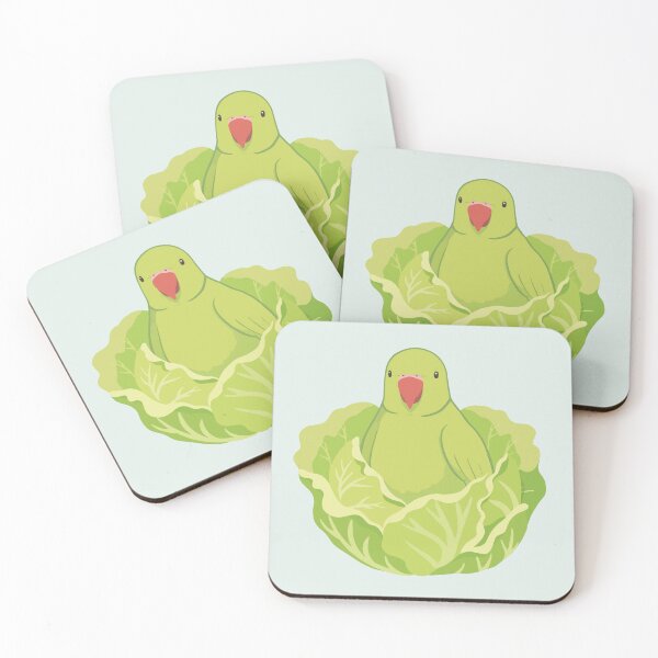 Item preview, Green Ring-Necked Parakeet Parrot Bird in Lettuce Nest designed and sold by Crayon Cup.