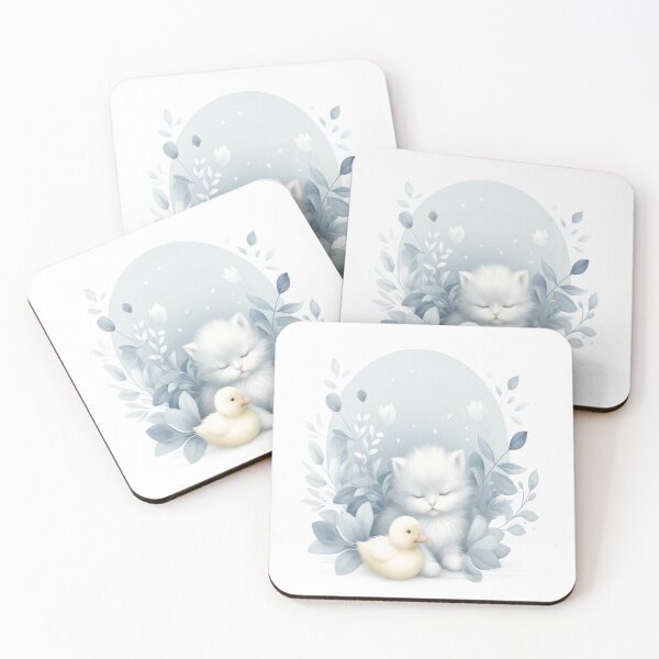 Item preview, Sweet Kitten and Duckling in Blue Botanical Garden designed and sold by NarjaShop.