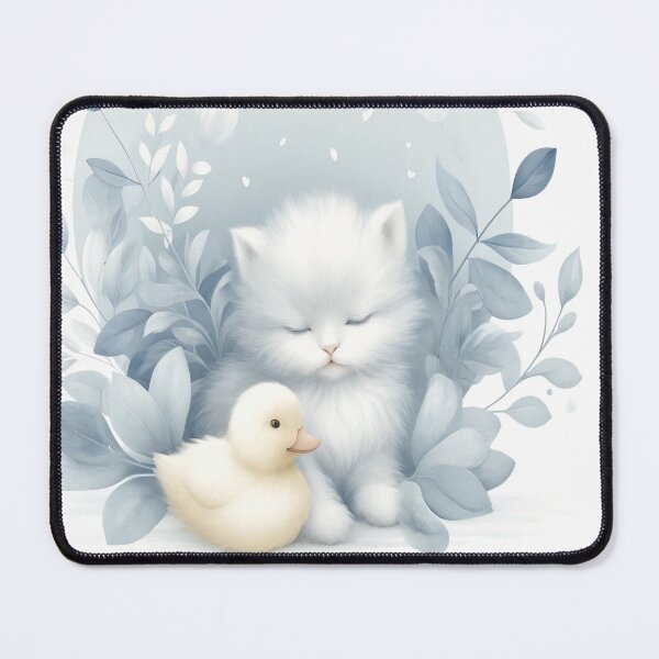 Item preview, Sweet Kitten and Duckling in Blue Botanical Garden designed and sold by NarjaShop.