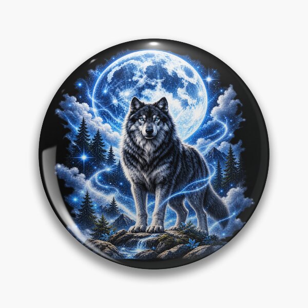 Item preview, Cosmic Wolf Under the Moon – Guardian of the Stars designed and sold by TroviTutto.