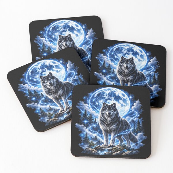 Item preview, Cosmic Wolf Under the Moon – Guardian of the Stars designed and sold by TroviTutto.