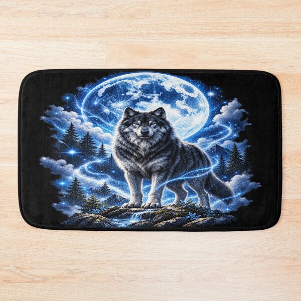 Item preview, Cosmic Wolf Under the Moon – Guardian of the Stars designed and sold by TroviTutto.