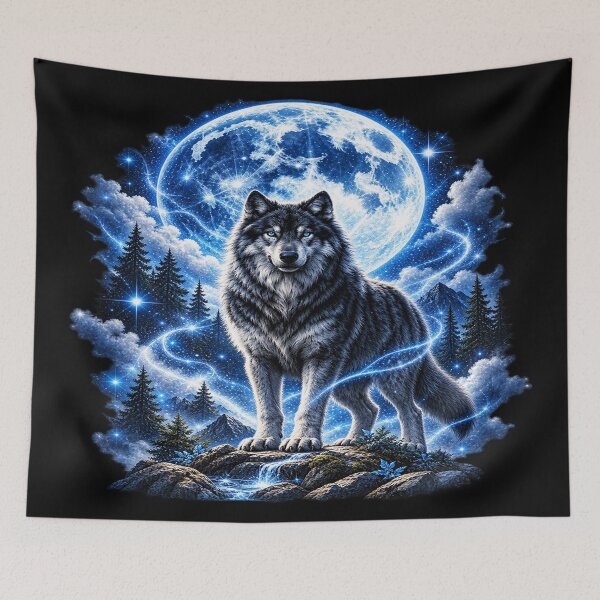 Item preview, Cosmic Wolf Under the Moon – Guardian of the Stars designed and sold by TroviTutto.