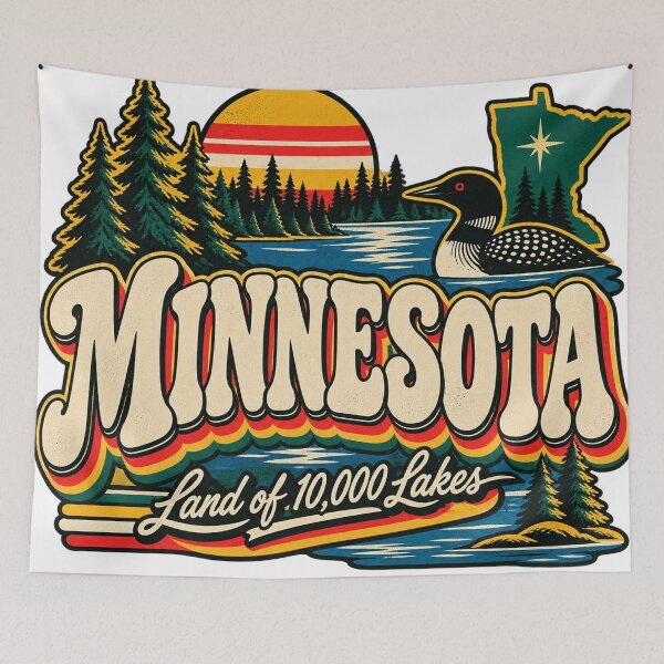 Item preview, Minnesota Land of 10,000 Lakes Vintage Loon Retro Graphic Tee designed and sold by TM DESIGNS AND MORE.