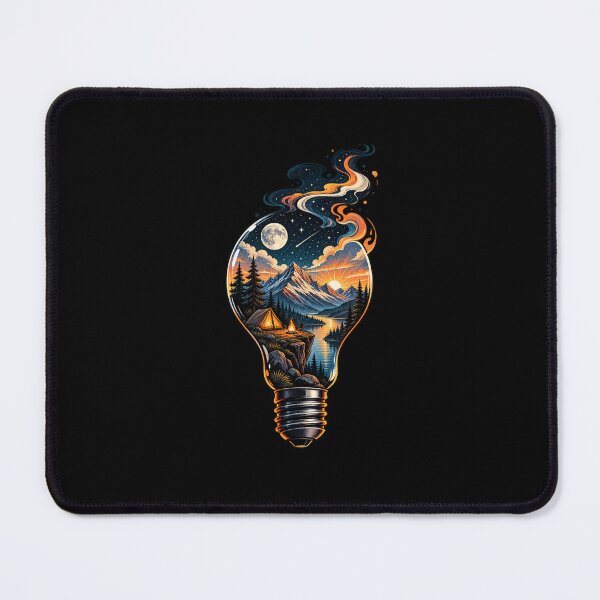 Item preview, Adventure Inside – Mountain Camping Light Bulb designed and sold by RedaSouq.