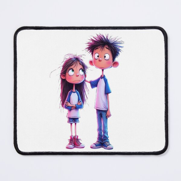 Item preview, Cute Boy & Girl – Sweet Friendship Duo designed and sold by MyCalmDraw.