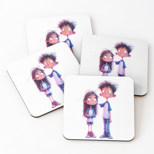 Item preview, Cute Boy & Girl – Sweet Friendship Duo designed and sold by MyCalmDraw.
