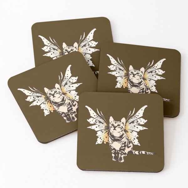 Item preview, Fairy Kitty - Sepia-Toned Cat with Butterfly Wings designed and sold by LittleMissTyne.