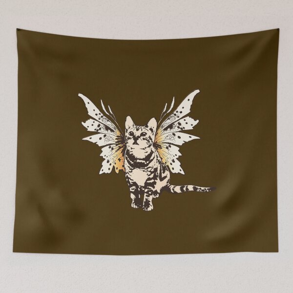 Item preview, Fairy Kitty - Sepia-Toned Cat with Butterfly Wings designed and sold by LittleMissTyne.