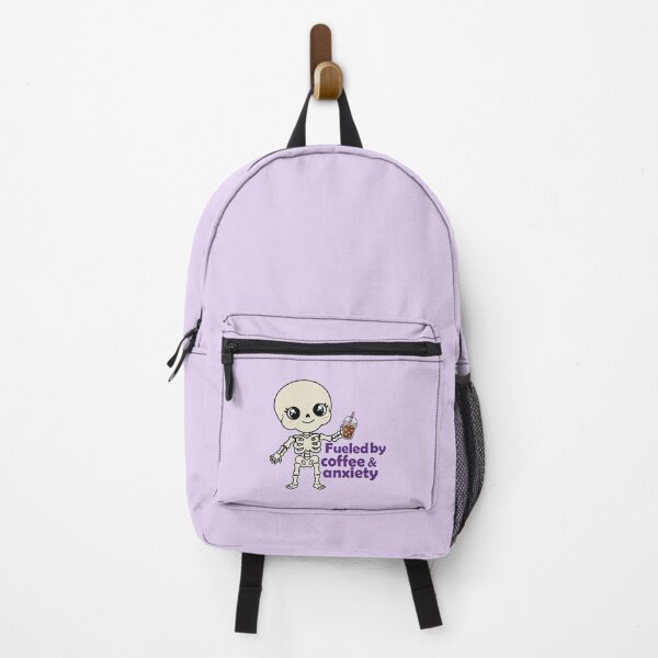Item preview, Fueled by Coffee & Anxiety Skeleton Iced Coffee Purple Gothic Humor designed and sold by Hallowed Artistry.