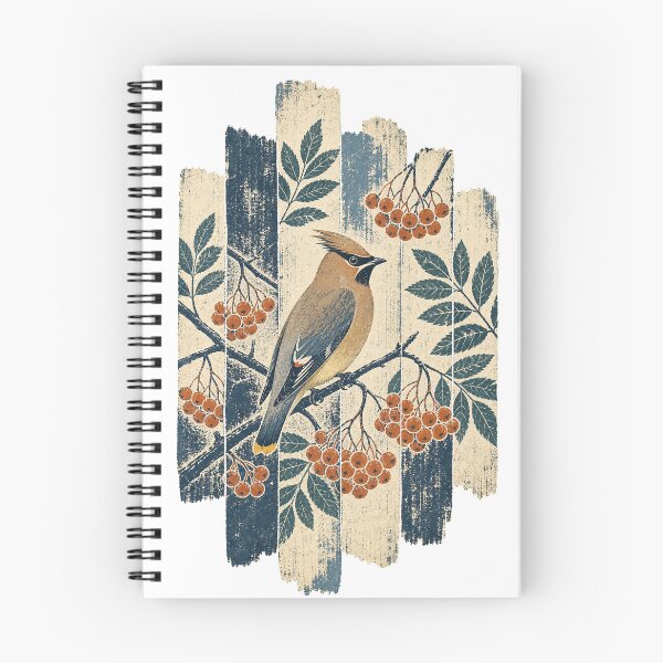 Item preview, Cedar Waxwing in the Rowan Tree Wild Bird Vintage Nature Art designed and sold by VisualArtsOasis.