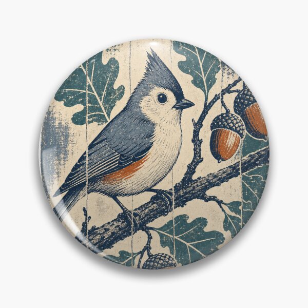 Item preview, Tufted Titmouse on the Oak Branch Wild Bird Nature Wall Art designed and sold by VisualArtsOasis.