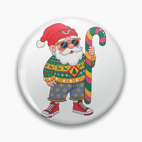 Item preview, Cool Santa in Ugly Christmas Sweater with Giant Candy Cane designed and sold by Clean Print Goods.