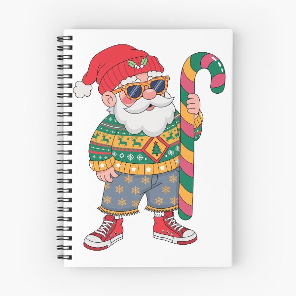 Item preview, Cool Santa in Ugly Christmas Sweater with Giant Candy Cane designed and sold by Clean Print Goods.