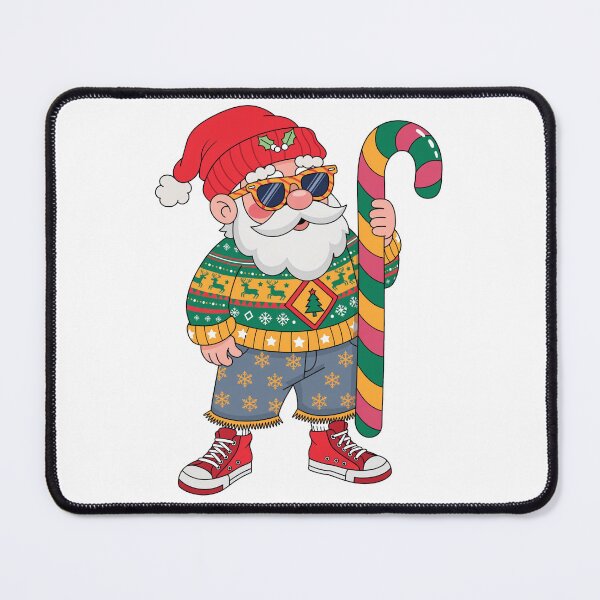 Item preview, Cool Santa in Ugly Christmas Sweater with Giant Candy Cane designed and sold by Clean Print Goods.