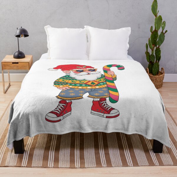 Item preview, Cool Santa in Ugly Christmas Sweater with Giant Candy Cane designed and sold by Clean Print Goods.