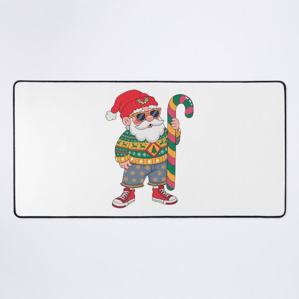 Item preview, Cool Santa in Ugly Christmas Sweater with Giant Candy Cane designed and sold by Clean Print Goods.