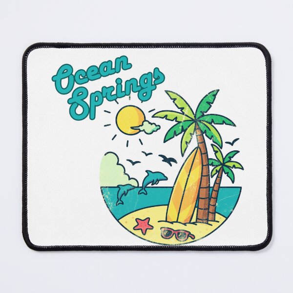 Item preview, Ocean Springs Mississippi Retro Badge Design | Surf & Sun Vacation Print designed and sold by DonnaRaine.