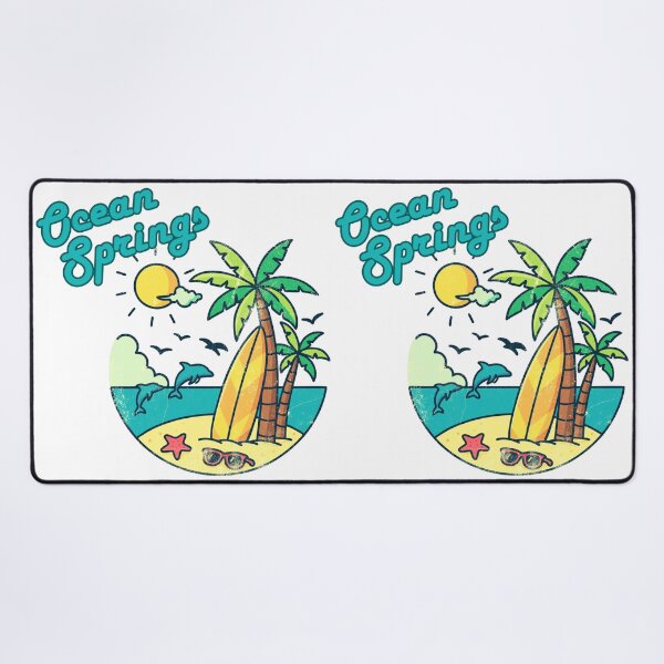 Item preview, Ocean Springs Mississippi Retro Badge Design | Surf & Sun Vacation Print designed and sold by DonnaRaine.