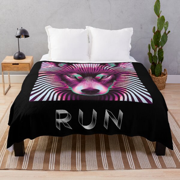 Item preview, SLOWBURN — RUN Wolf Pack Optical Illusion Art | Neon Optical Illusion Alternative in Magenta & Mint designed and sold by ✨nightvrld.