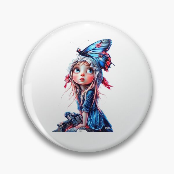 Item preview, Little Girl with Butterfly – Magical Whimsical Art designed and sold by MyCalmDraw.