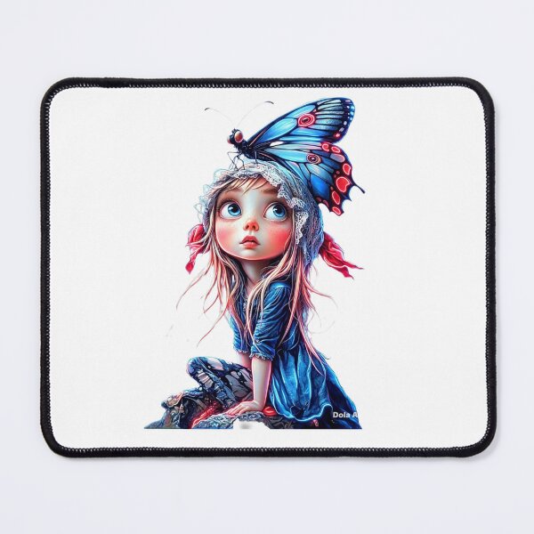 Item preview, Little Girl with Butterfly – Magical Whimsical Art designed and sold by MyCalmDraw.