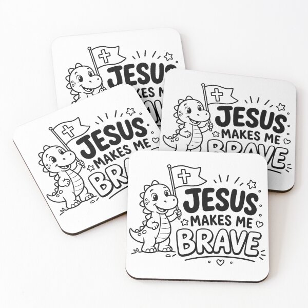Item preview, Jesus Makes Me Brave Christian Kids Shirt | Cute Dinosaur Faith designed and sold by Illustrated Faith.