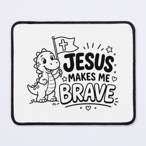 Item preview, Jesus Makes Me Brave Christian Kids Shirt | Cute Dinosaur Faith designed and sold by Illustrated Faith.