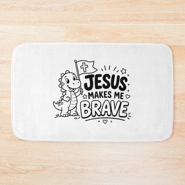 Item preview, Jesus Makes Me Brave Christian Kids Shirt | Cute Dinosaur Faith designed and sold by Illustrated Faith.