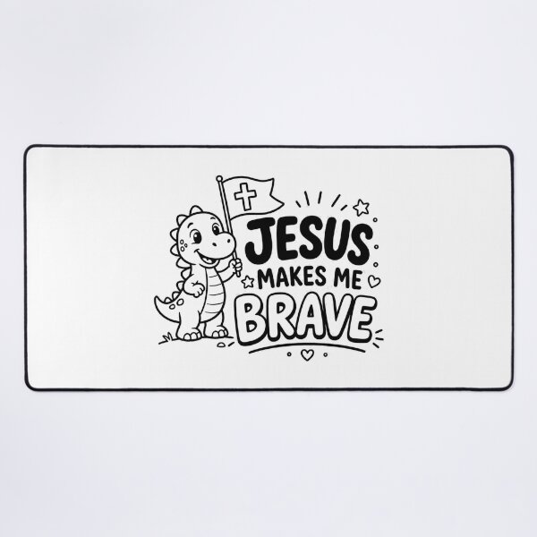 Item preview, Jesus Makes Me Brave Christian Kids Shirt | Cute Dinosaur Faith designed and sold by Illustrated Faith.
