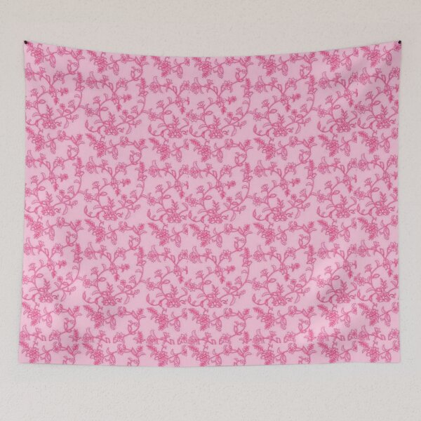 Item preview, Hot pink floral vines and blossoms toile designed and sold by We Are Stardust.