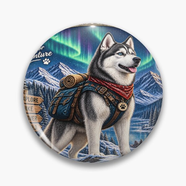 Item preview, Siberian Husky Alaska Winter Adventure Vintage Travel Poster designed and sold by TeeVibeHaus.