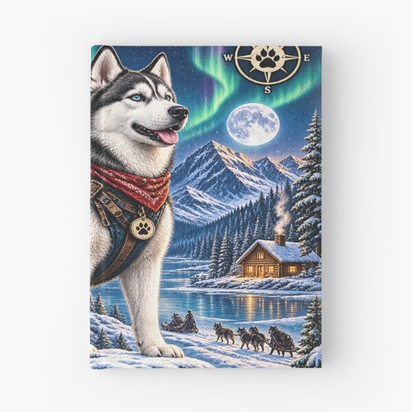 Item preview, Siberian Husky Alaska Winter Adventure Vintage Travel Poster designed and sold by TeeVibeHaus.