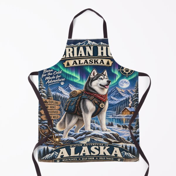 Item preview, Siberian Husky Alaska Winter Adventure Vintage Travel Poster designed and sold by TeeVibeHaus.