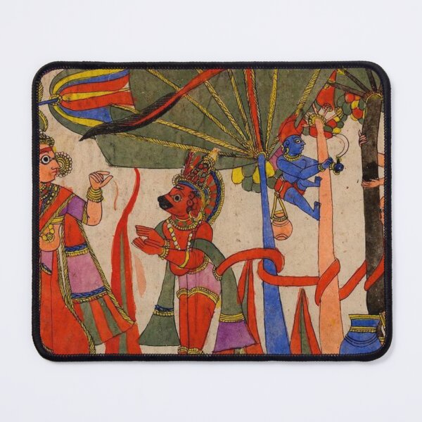 Item preview, Indian Mythology Wall Art, Traditional Hindu Painting, Hanuman and Sita in Ashoka Garden, Hindu Home Decor designed and sold by RickE.