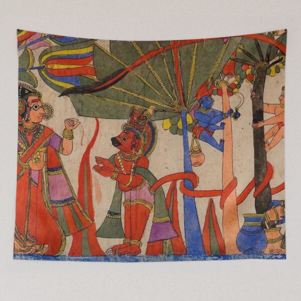 Item preview, Indian Mythology Wall Art, Traditional Hindu Painting, Hanuman and Sita in Ashoka Garden, Hindu Home Decor designed and sold by RickE.