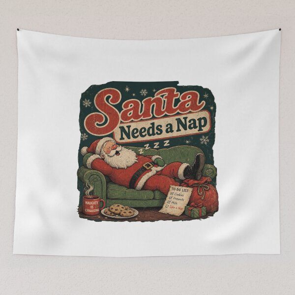 Item preview, Santa Needs A Nap Funny Sleeping Santa Vintage Christmas designed and sold by Clean Print Goods.