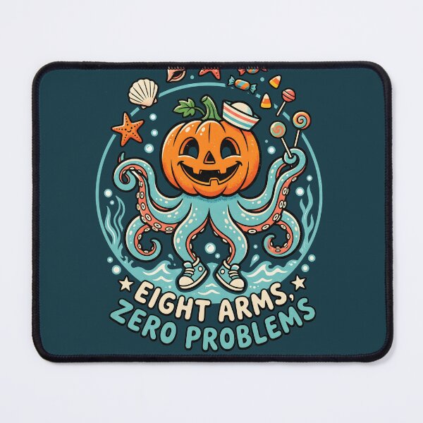 Item preview, "Eight Arms, Zero Problems" Octopus Pumpkin −Cute Spooky Halloween Coastal Design designed and sold by Sea Gem.