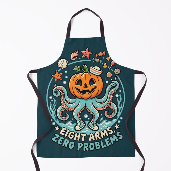Item preview, "Eight Arms, Zero Problems" Octopus Pumpkin −Cute Spooky Halloween Coastal Design designed and sold by Sea Gem.