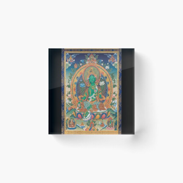 Item preview, Green Tara On Lotus Throne - Buddhist Thangka designed and sold by karybaquetu10.