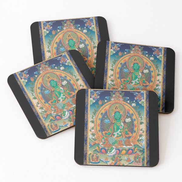 Item preview, Green Tara On Lotus Throne - Buddhist Thangka designed and sold by karybaquetu10.